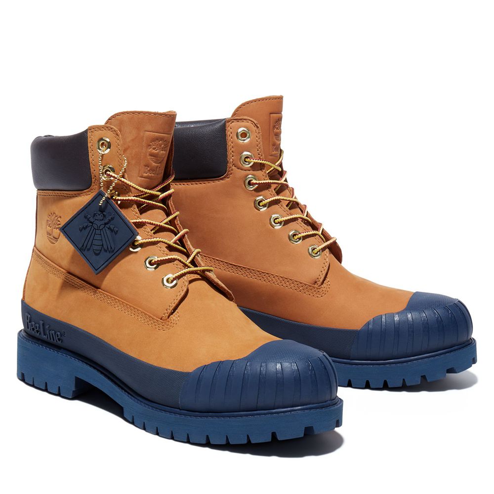Botas Masculino - Timberland 6-Inch Bee Line X Impermeavel Rubber Toe - NLITV3761 - Marrom/Azul Mari